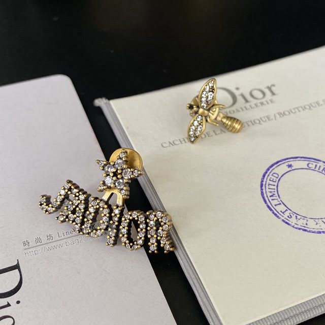 Dior飾品 迪奧經典熱銷款不對稱星星字母蜜蜂耳釘耳環  zgd1327